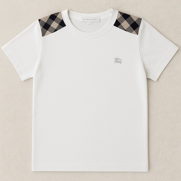 Burberry Other - Burberry Kids White Tee with Check Shoulder Detail